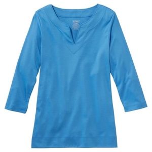 LL Bean Pima Cotton Tee, Splitneck 3/4 sleeve